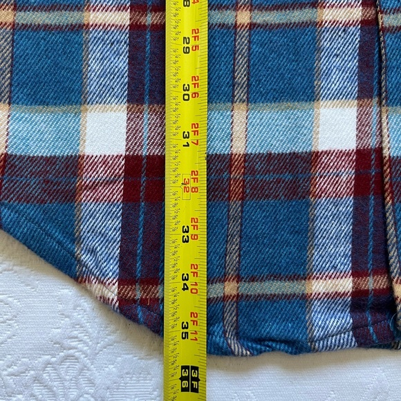 Vintage Sovereign Plaid Cotton Heavy Flannel Button Up Shirt Large Tall - Picture 6 of 9